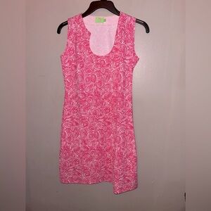 Katherine Way Pink and White Swirl Print Sleeveless Sheath Mini Active Golf